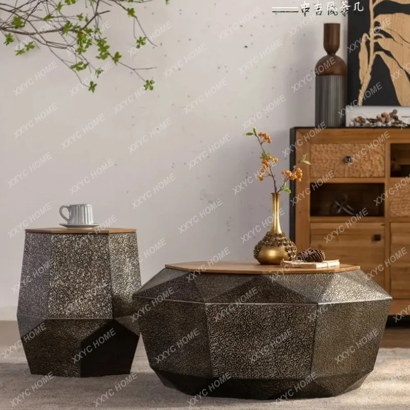 XX Medieval creative furniture coffee table  geometric living room side table living room wrought iron retro tea table