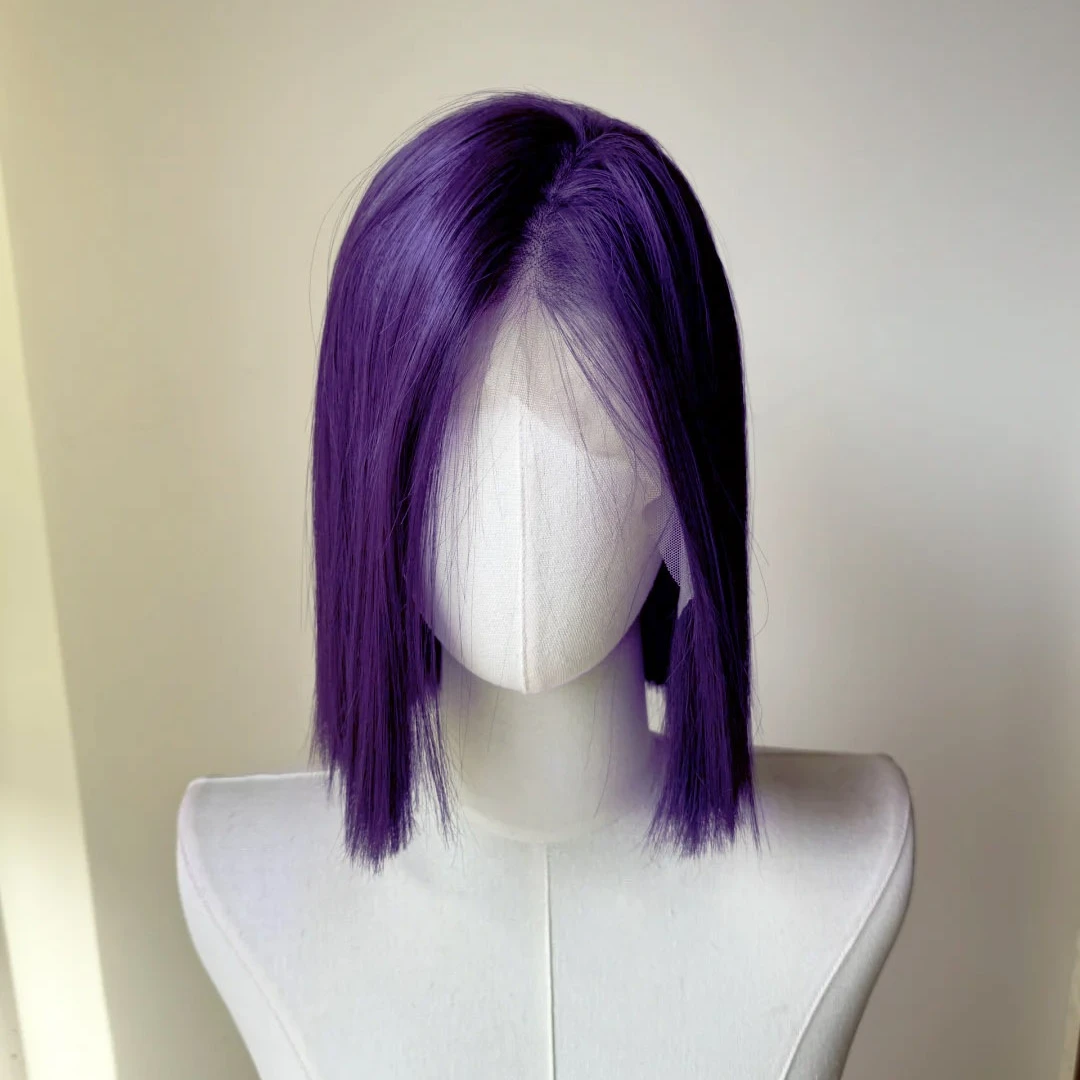 Starfire Cosplay Pruik Raven Korte Paarse Kant Voor Pruiken Rechte 12 inch 13x4 HD Kant Frontale Natuur uitziende Haar Hallowmas