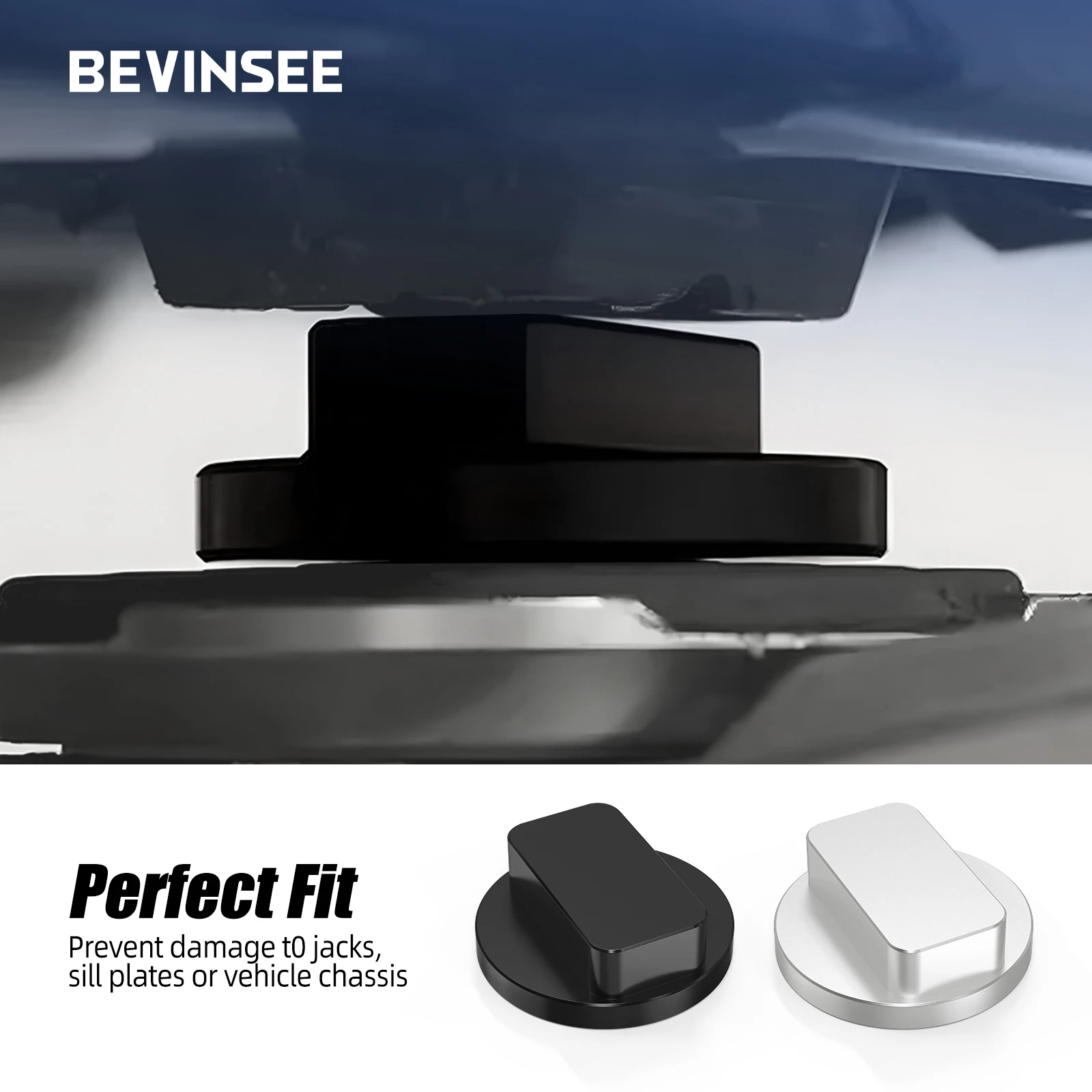 BEVINSEE Aluminum Floor Jack Support Pad Block Adapter  For BMW MINI E46 E90 E92 E93 E60 E36 E87 F20 F21 F10 F30 M3 Z4 E85 E86