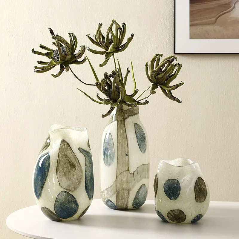 CX grid point glass vase pebble vase flower arrangement accessories aquarium home decoration