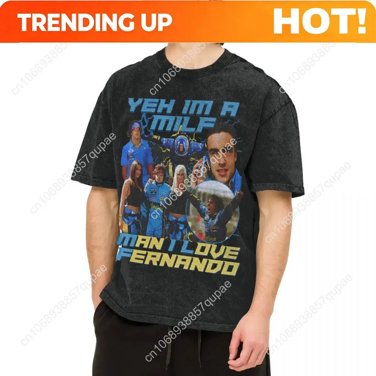 Customization Shirt Oversized Washed T Shirt Fernandos Alonsos MILF Cotton T Shirts Trending Tshirt For Man Summer Y2K Retro Pri