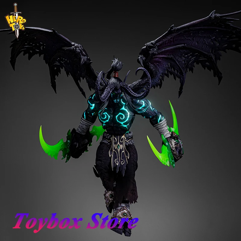 Herói brinquedos 1/10 versão preta demônio caçador illidan estatueta asas móveis mini escudo decoração 7 "figura de ação monstro delicado