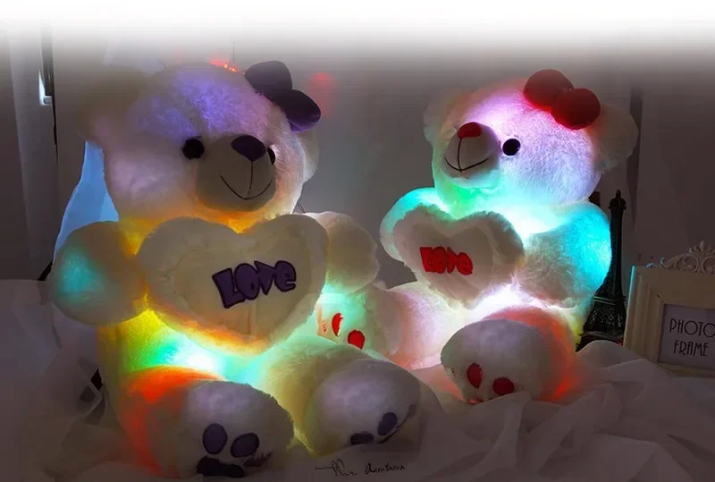 [Funny] 80cm Light Soft Stuffed animals Link phone Ipad or mp3 Sounding Flashing luminous teddy bear doll Plush Toy Hold Pillow