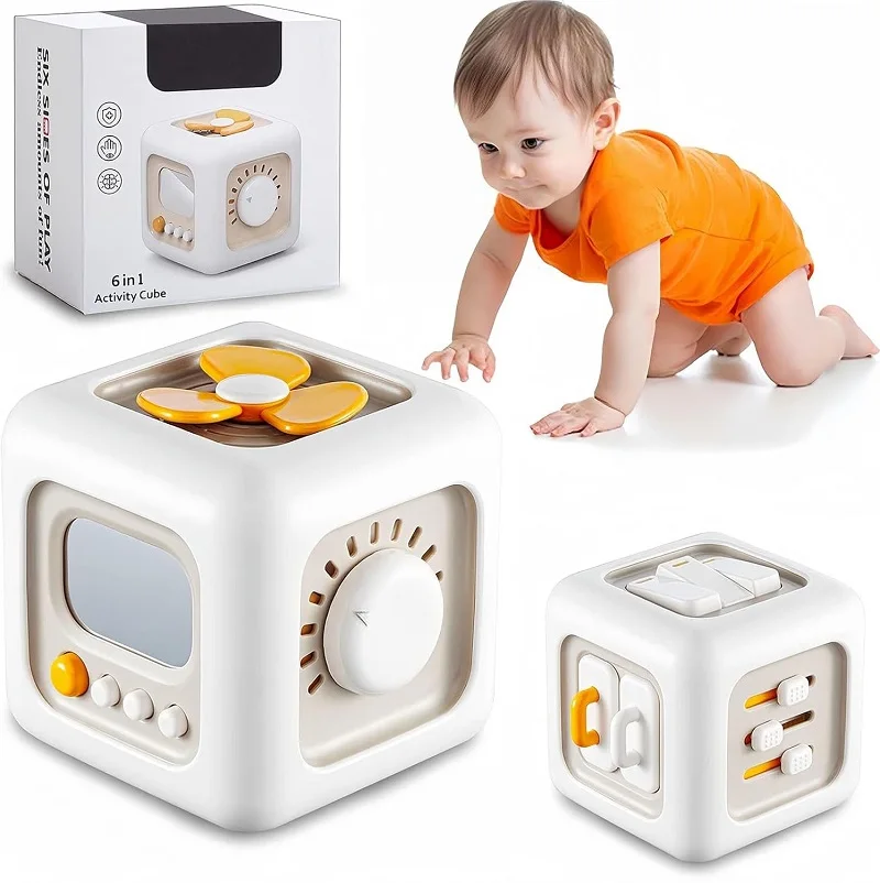 Montessori Drukke Kubus voor Peuters Educatief Montessori Speelgoed Activiteit Kubus Baby Zintuiglijke Reizen Speelgoed Cadeaus voor Kinderen Meisjes Jongens