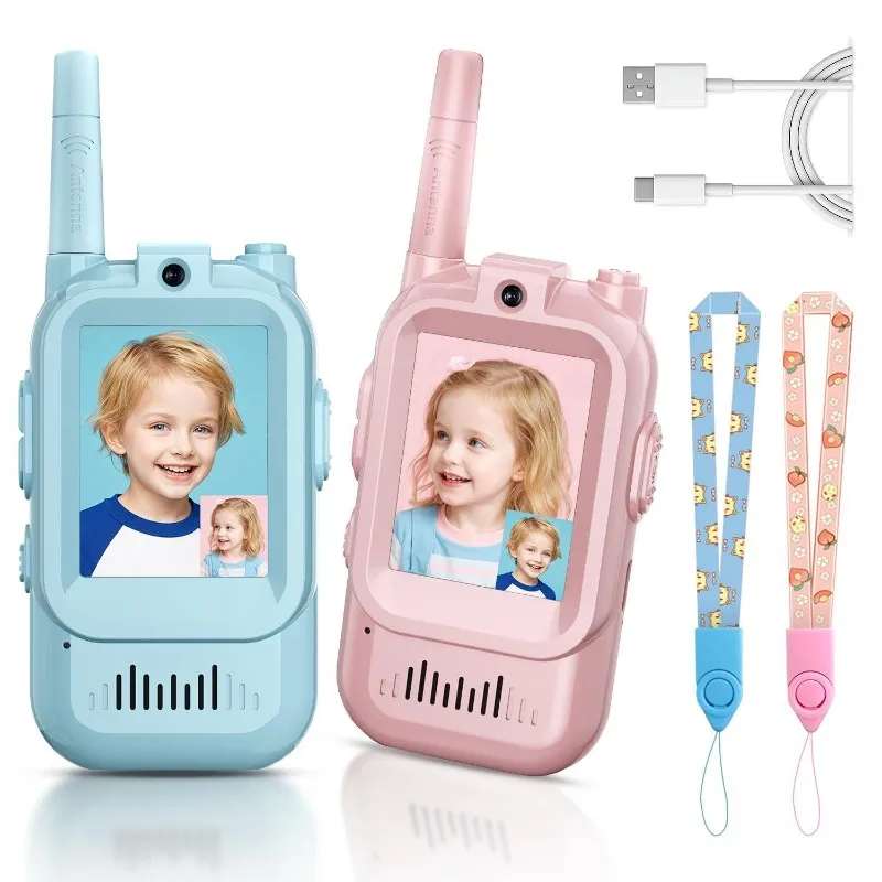 WOWFU-Video Walkie Talkies For Kids, Handheld Rechargeable Video Intercom Kids Walkies Talkies, For Outside, Camping