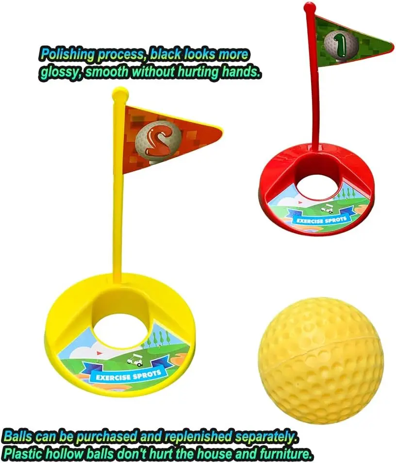 Golf Big Satisfying Set 55CM Detachable Golf Toy Rod 15 Color Balls Two Holes One Storage Bag with Simulated Golf Mat to Meet In