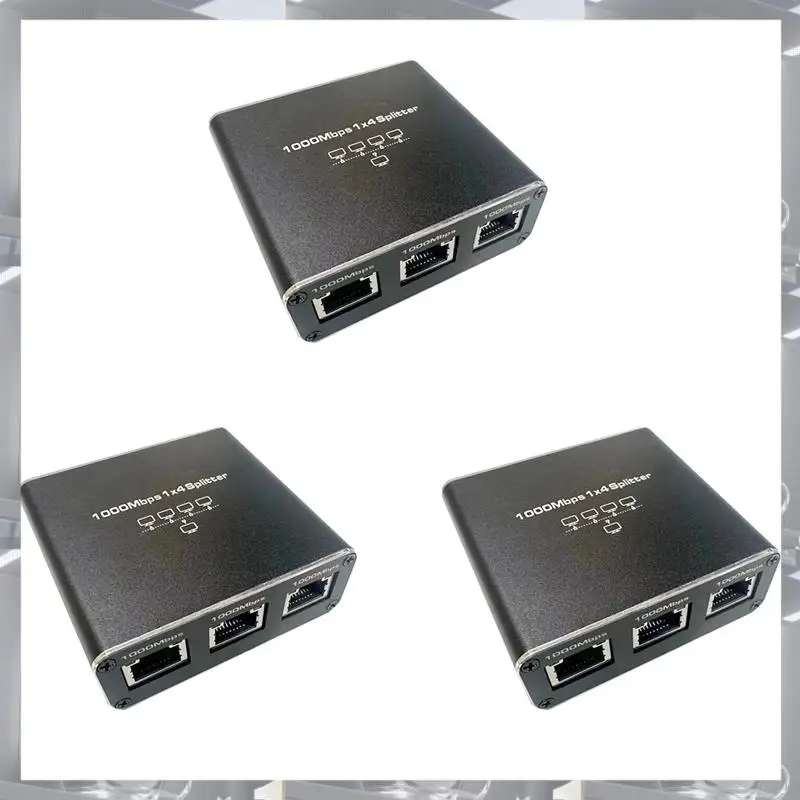

Hot Selling-3X Gigabit Ethernet Splitter 1 In 4 Out 1000Mbps Internet Cable Splitter 1 To 4 RJ45 Network Splitter For Cat5/6/7,3