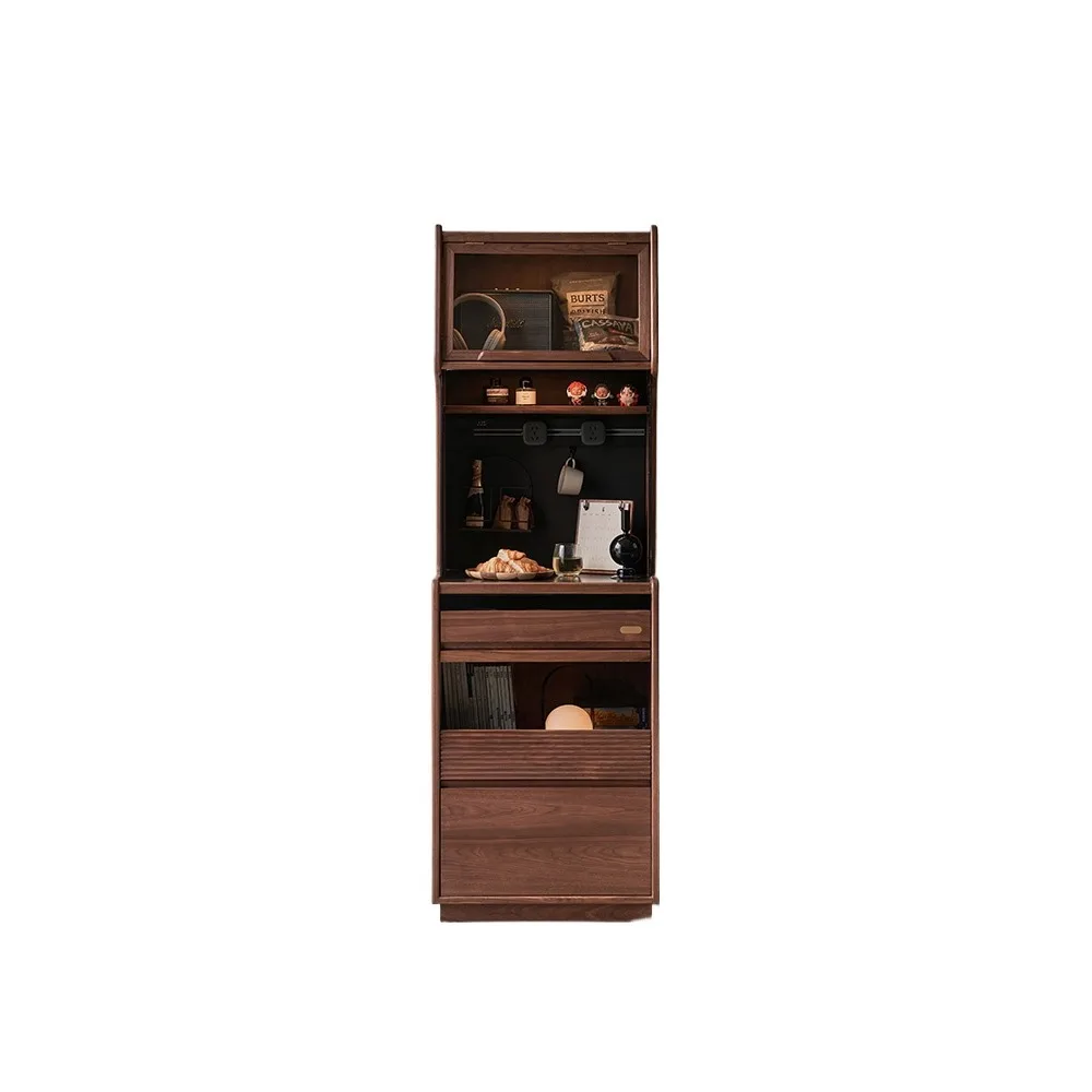 

Solid wood side cabinet, black walnut wall household storage high cabinet