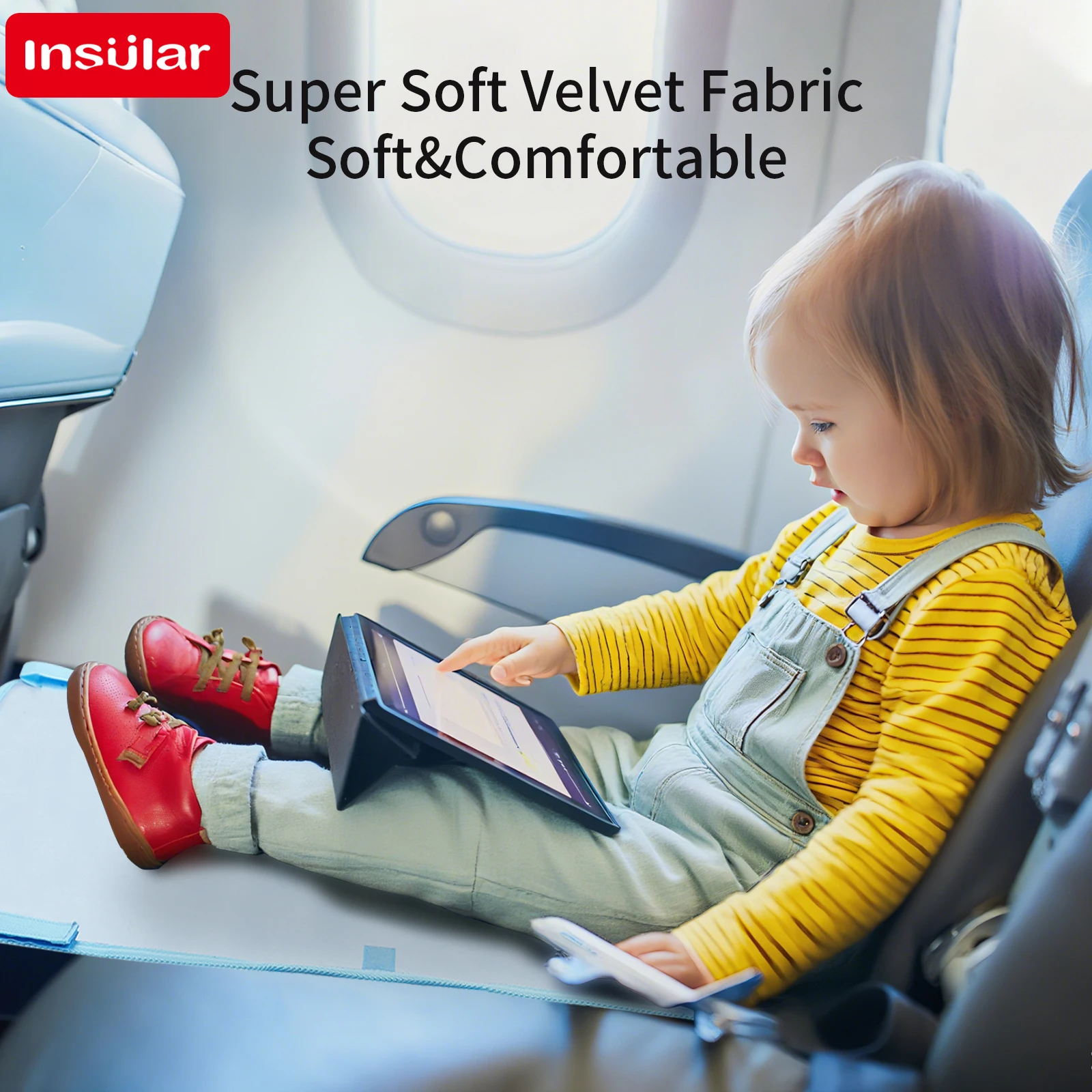 

Insular Kids Train Hammock Waterproof Child Airplane Travel Seat Extender Thickened Suede Extension Pad Anti-slip Go Out 1-3Y