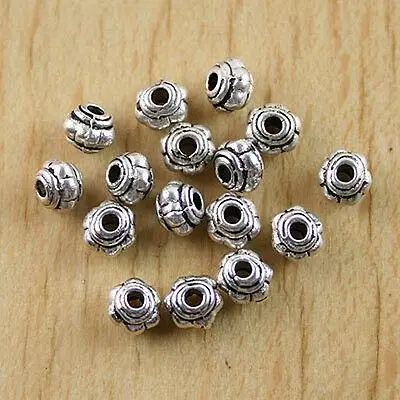 100pcs 3.9x4.6mm howe 1.4mm Tibetan Silver Drum Spacer beads H0542