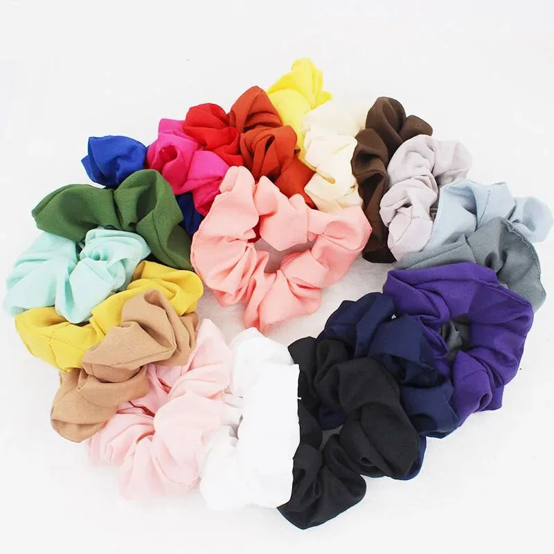 Solid Women Scrunchies Fashion Elastic Hair Holder Girl Chiffon Hair Accessories Lady Hairties Hairbands ACH008