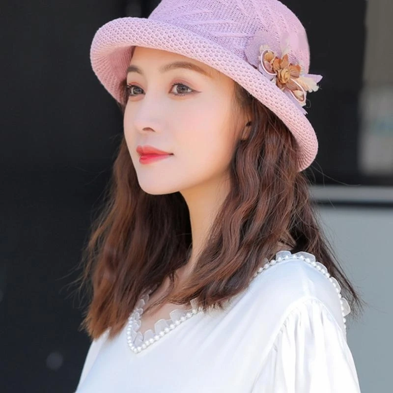 Braided Bucket Hat For Adults Stylish Bows Accent Lightweight Sun Hat Multiple Color Easy To Pack And Carry Y166