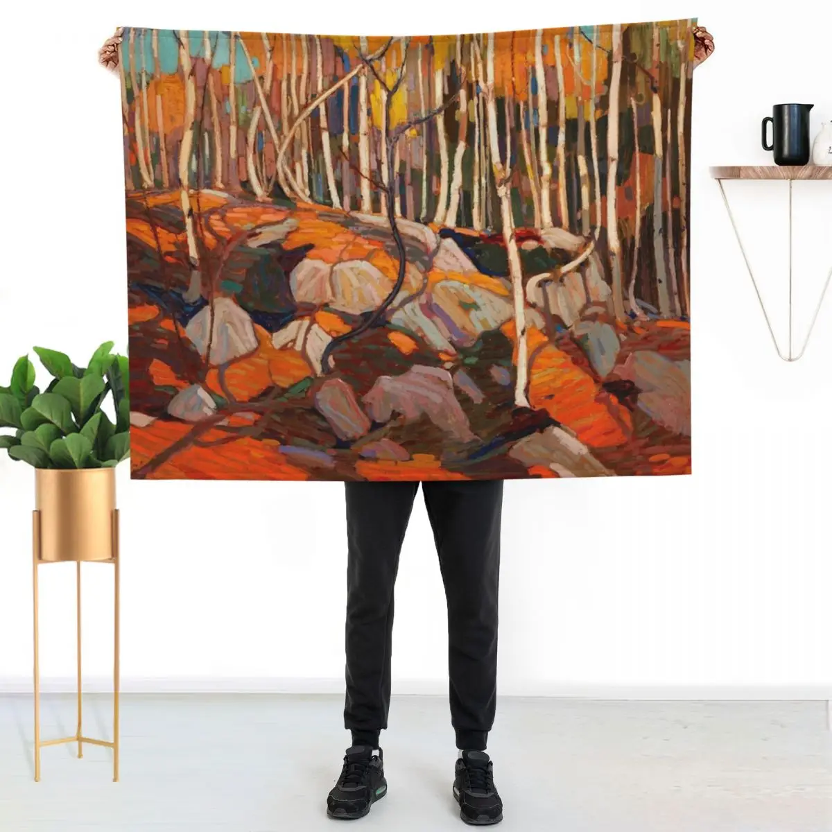 Tom Thomson - The Birch Grove, Autumn - 1915-16 Throw Blanket Loose Soft Bed Fashionable Quilt Sofa Quilt Large Blankets