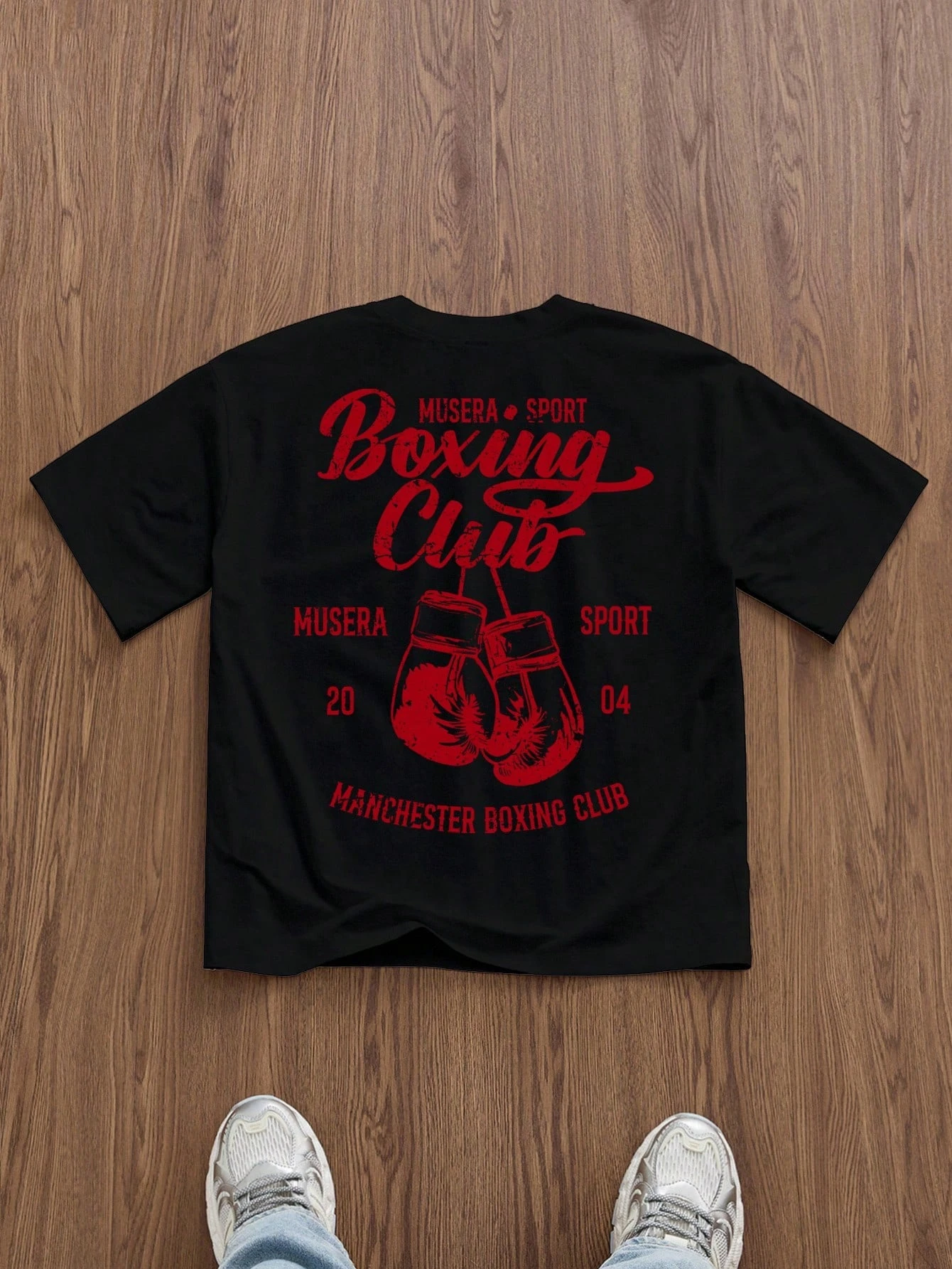 Manfinity EMRG Fashion Street Boxing Slogan Casual Printed Oversized Short Sleeve T-Shirt for Men Harajuku Fashion Trend Street