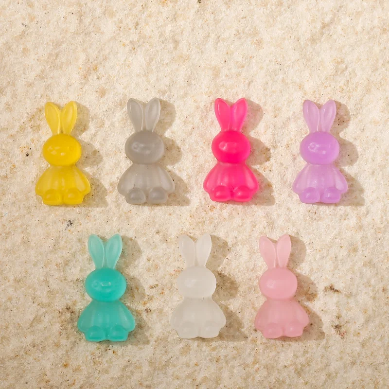 Dijes de uñas de conejo de resina 3D luminosos que brillan en la oscuridad, decoración de manicura, arte de uñas Kawaii, accesorios de diamantes de imitación, suministros TZ, 20 piezas