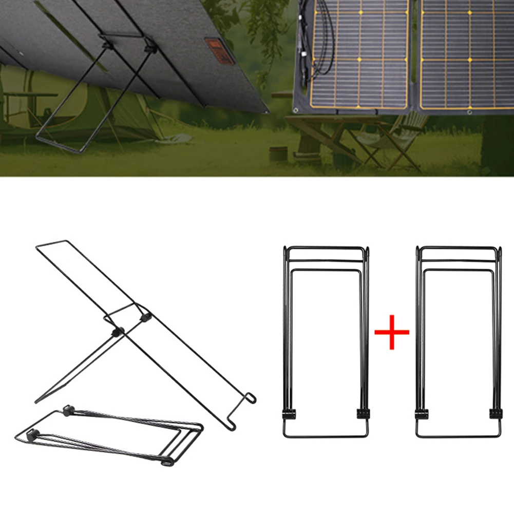 2pcs Solar Panel Fixed Bracket PV Accessories With Mountaineering Buckle Outdoor Portable Foldable Carbon Steel Bracket