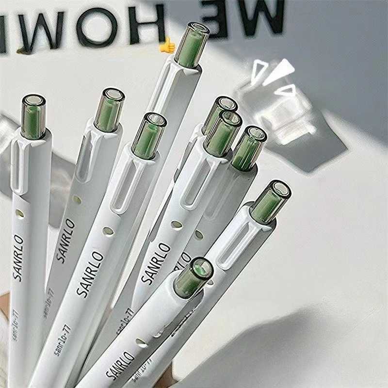 

60 шт. милые зеленые и белые гелевые ручки для письма, школьные принадлежности, оптовая продажа, дешевые ручки, каваи, канцелярские принадлежности, настольные аксессуары