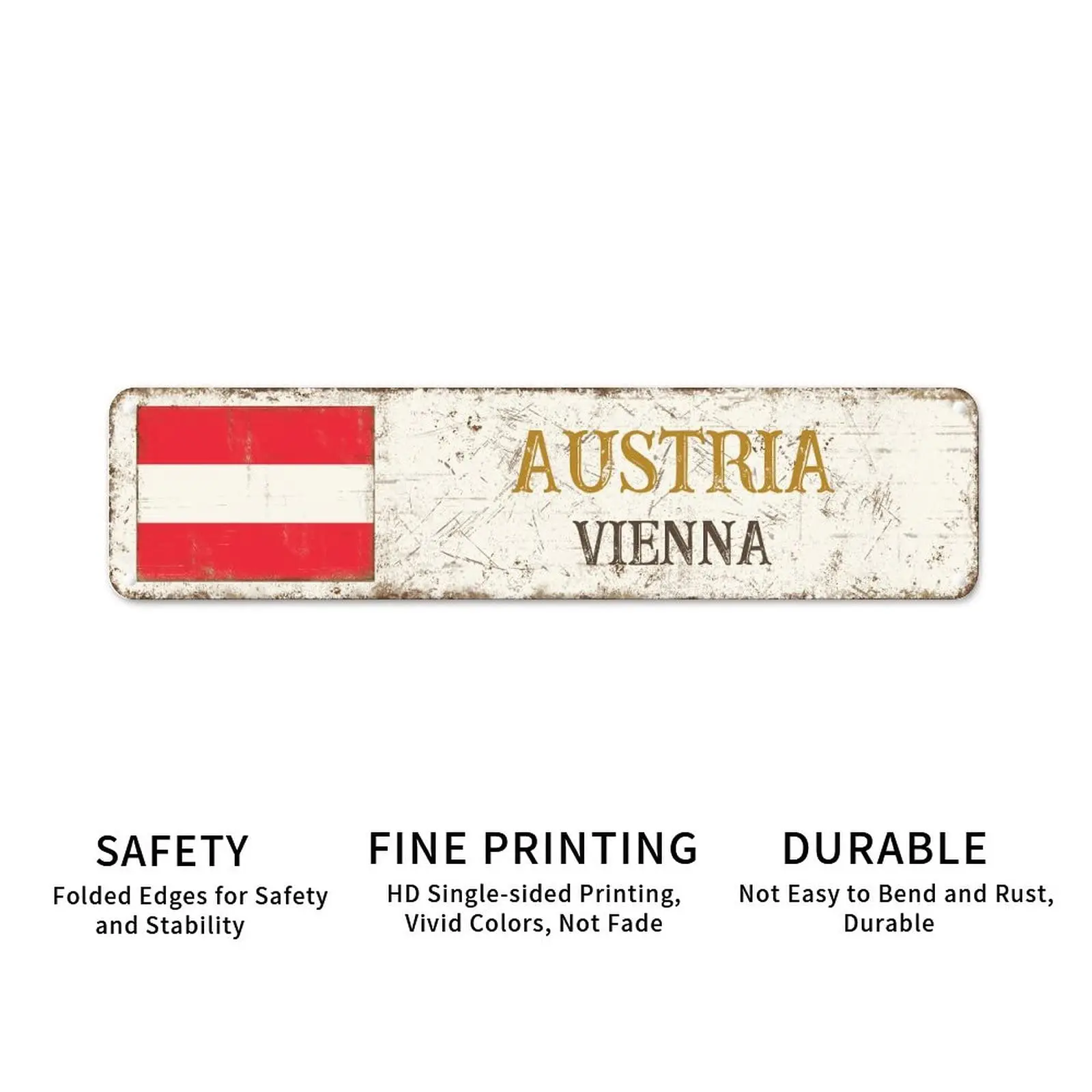 Guangpat Austria Flag Custom Street Signs Metal Austria Vienna Metal Sign Capital City Souvenir Metal Tin Sign Country Souvenir 