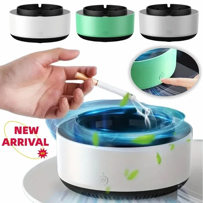 2 in 1 Electric Ashtray Air Purifier Type-C Charging Intelligent Sensing Purification Smoke Dustproof Ash Tray Cigarette Holder