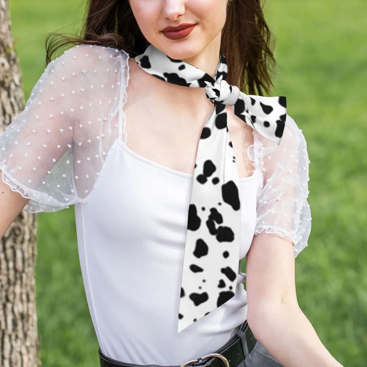 Dalmatian Dog Texture (2) Women Long Narrow Scarf Soft Skinny Scarf Multi-use Neck Head Wrap for Office Daily Party