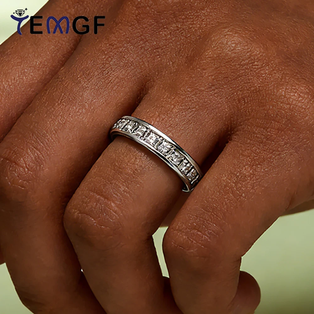 

TEMGF Full 2mm Moissanite Ring GRA Certified 925 Sterling Silver Single Row Ring for Women Men Fine Jewelry Simple Fashion Items