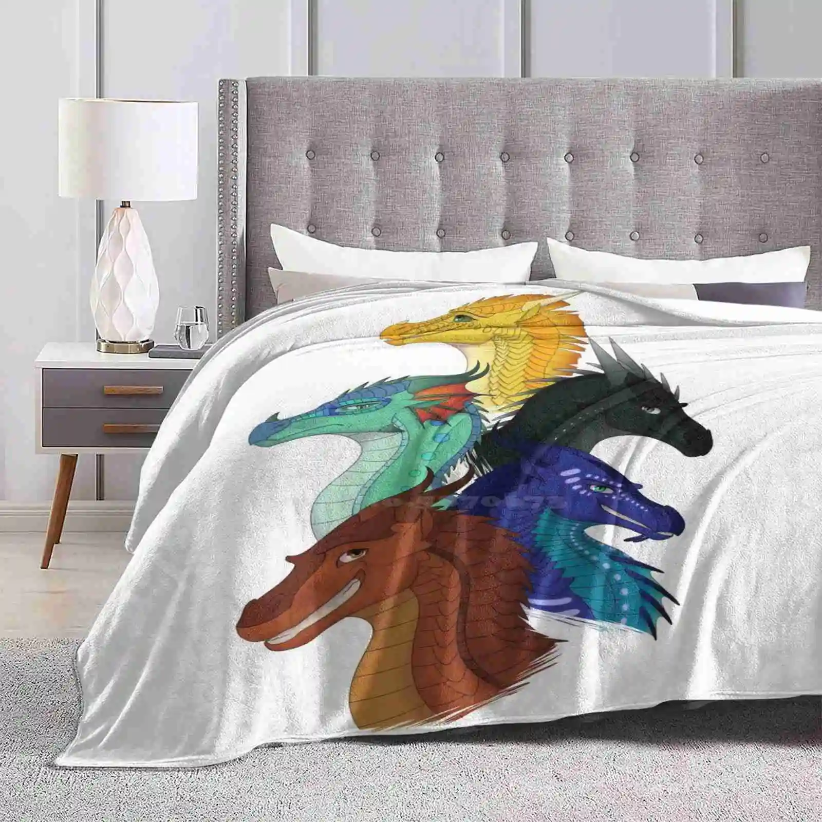 Wings Of Fire First Arc Main Characters For Home Sofa Bed Camping Car Plane Travel Portable Blanket Sunny Nightwing Sandwing