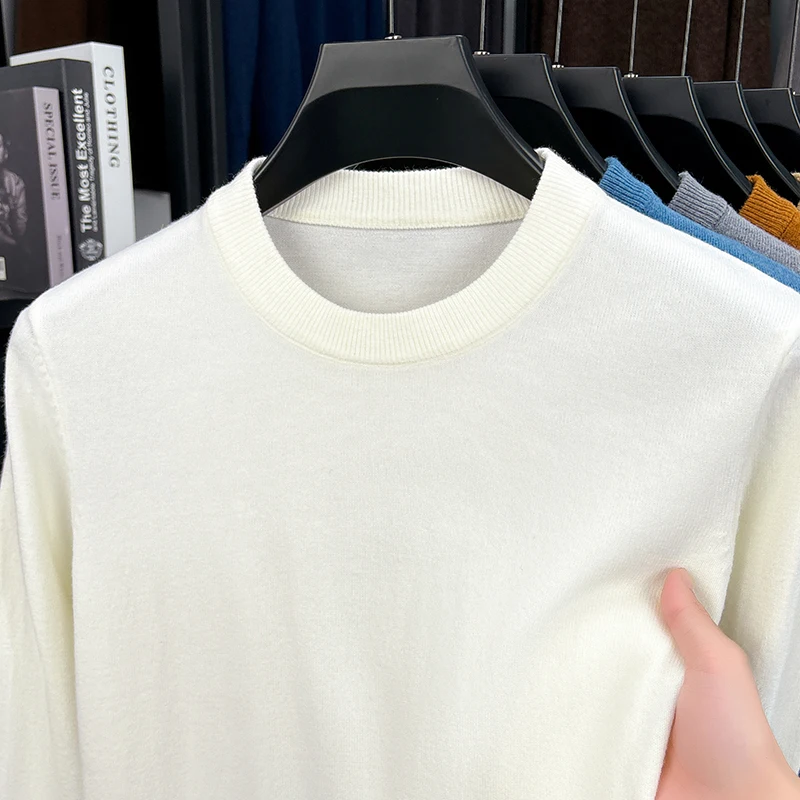 

Шерстяной свитер, мужской вязаный пуловер с длинными рукавами, свитер с круглым вырезом, деловой костюм для папы, кашемир