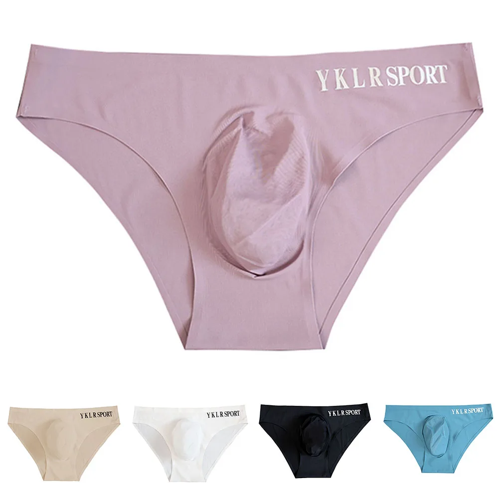 Men\'s Seamless Ice Silk Briefs Ultra-Thin Stretch Underwear with 3D Pouch for Movement and Daily Activity Size M to 2XL