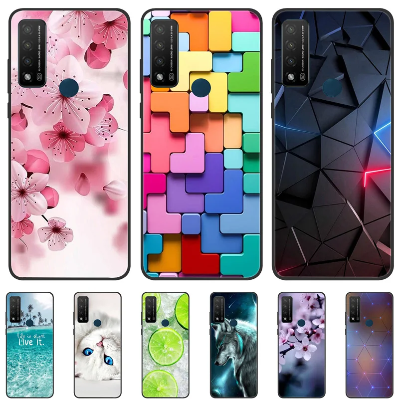 For TCL 20 R 5G Case T767H Silicone Soft TPU Phone Cover for TCL 20R 5G Case 6.52'' Funda Flowers Coque for 5G TCL20R Capa Shell