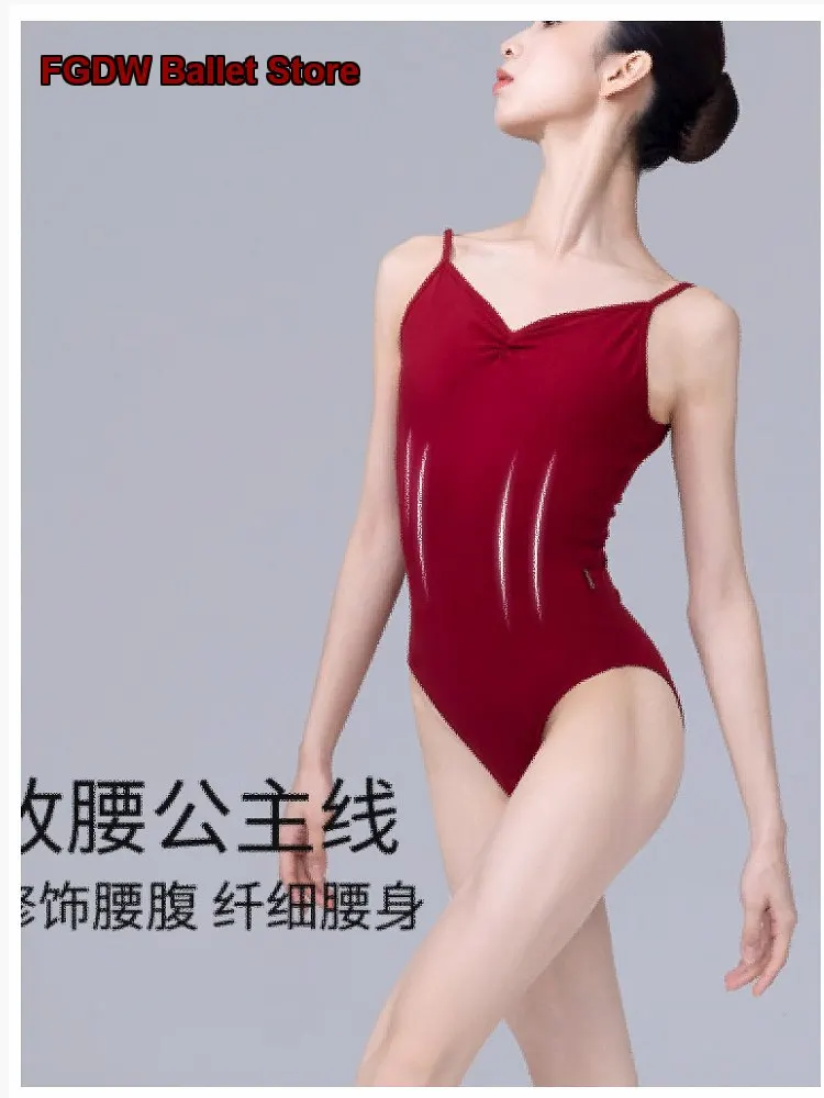 Women's Adult High Cut Art Exam Special Spaghetti Strap Gymnastics Leotard Girls' Unitard Basic Training Body Suit