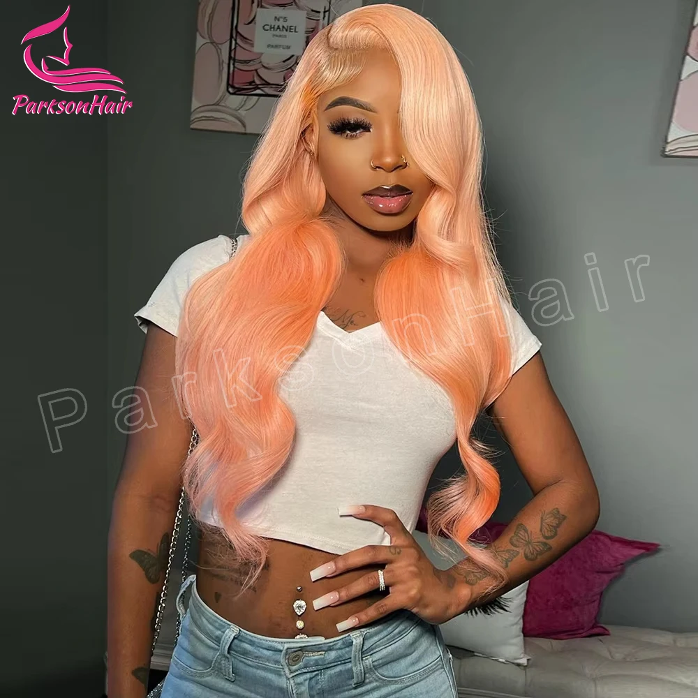 Light Orange 13x6 Transparent Lace Front Wig Body Wave Wigs For Women 613 Colored 13x4 T Part  Lace Frontal Human Hair  Wigs