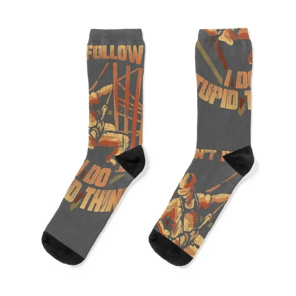 

Cell Tower Climber Don't Follow Me I Do Stupid Things Socks summer football christmas gifts Boy Child Socks Women's