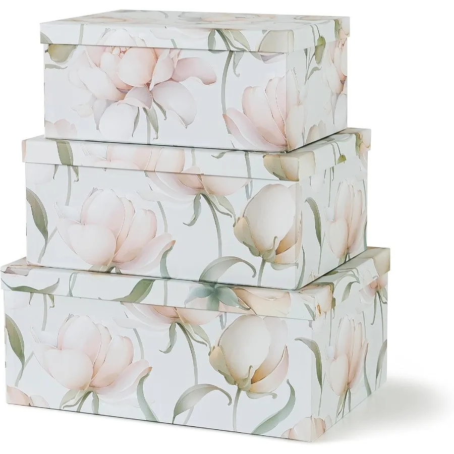

Soul and Lane Decorative Cardboard Storage Boxes with Lids for Home Decor and Organization Set of 3 Large Keepsake Boxes for Me