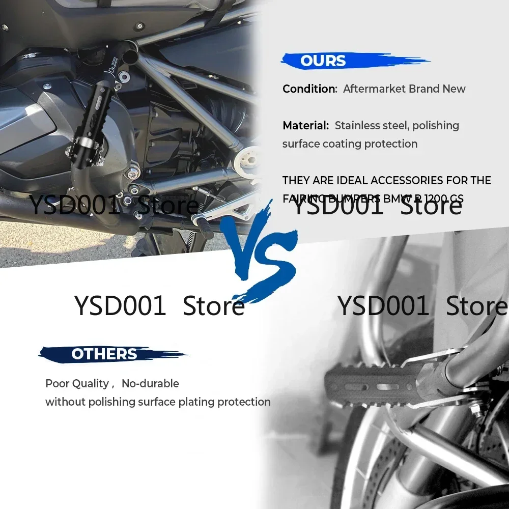 Aluminum Foot Rests for BMW R1200GS | Motorbike Footpegs | Anti-Slip Crash Bar Accessories