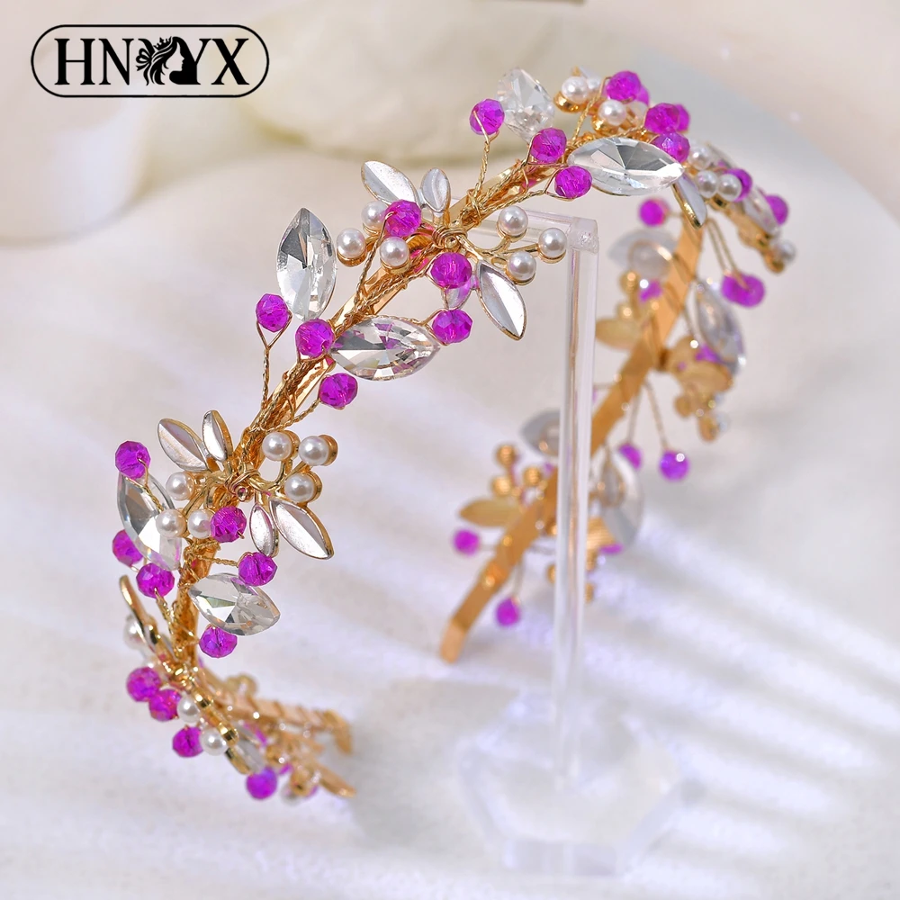 hnyyx-エレガントな手作りクリスタルパールブライダルヘッドバンドブリンブリンラインストーンヘアアクセサリー結婚式のイブニングフォーマルパーティー-a439