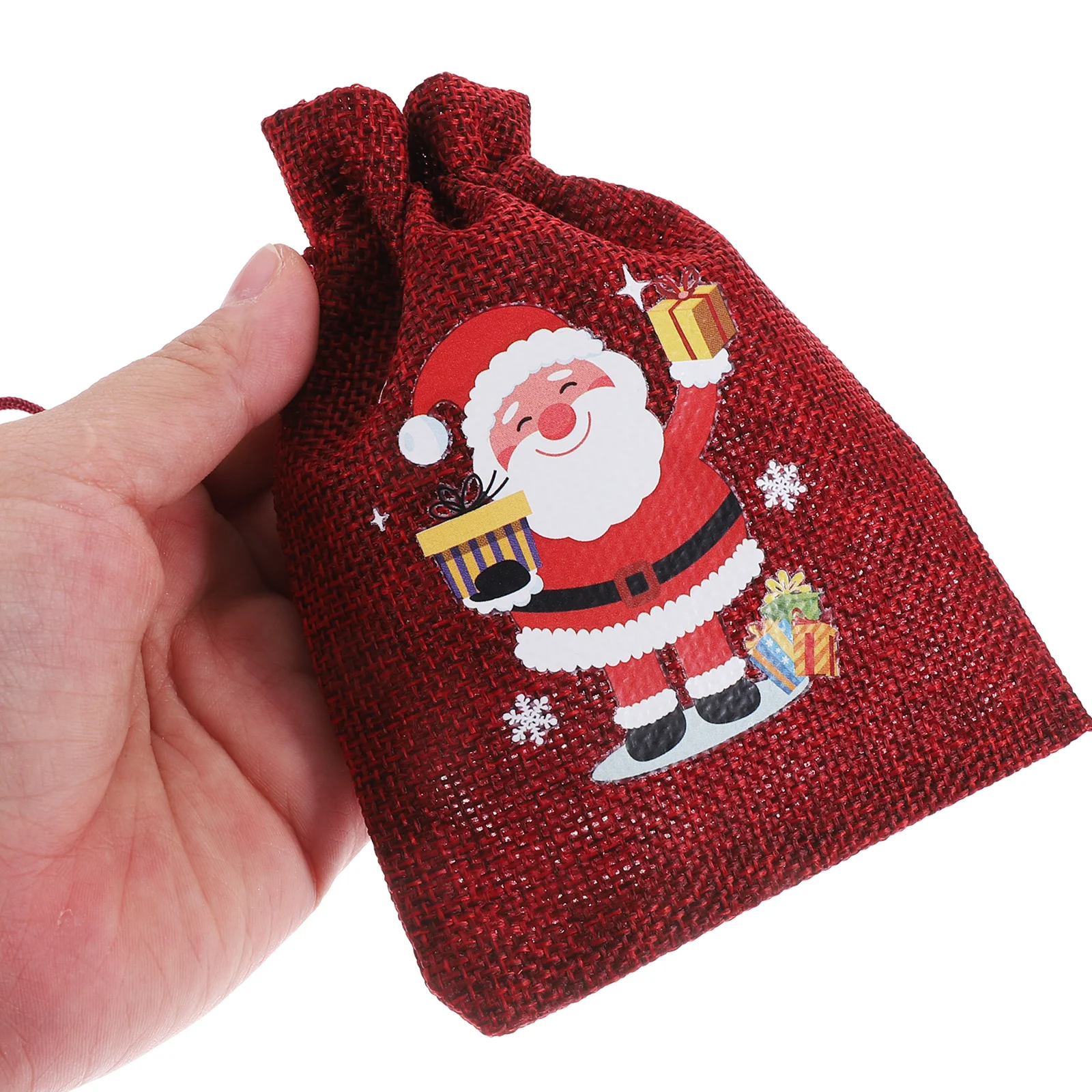 

10Pcs Christmas Drawstring Gift Bags Holiday Party Favor Pouch for Candy Snacks Small Gifts Xmas Storage Christmas Gift Bags
