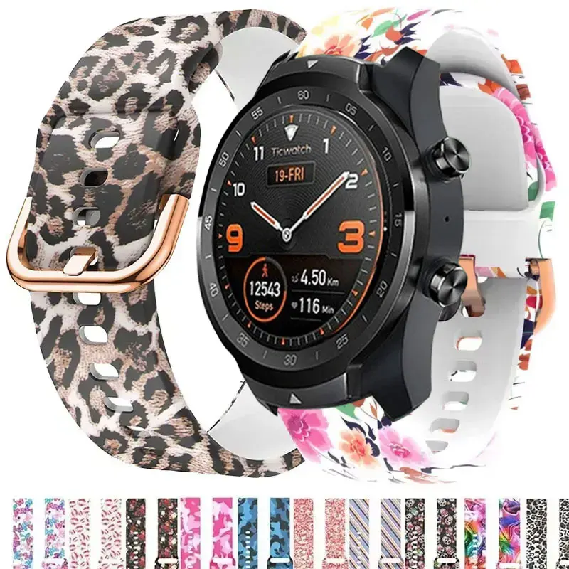 

High quality Printing Silicone Bracelet For TicWatch Pro3 Ultra Strap E3 E2 S2Pro X GTW 2021 Smartwatch Accessories 22 20mm Band