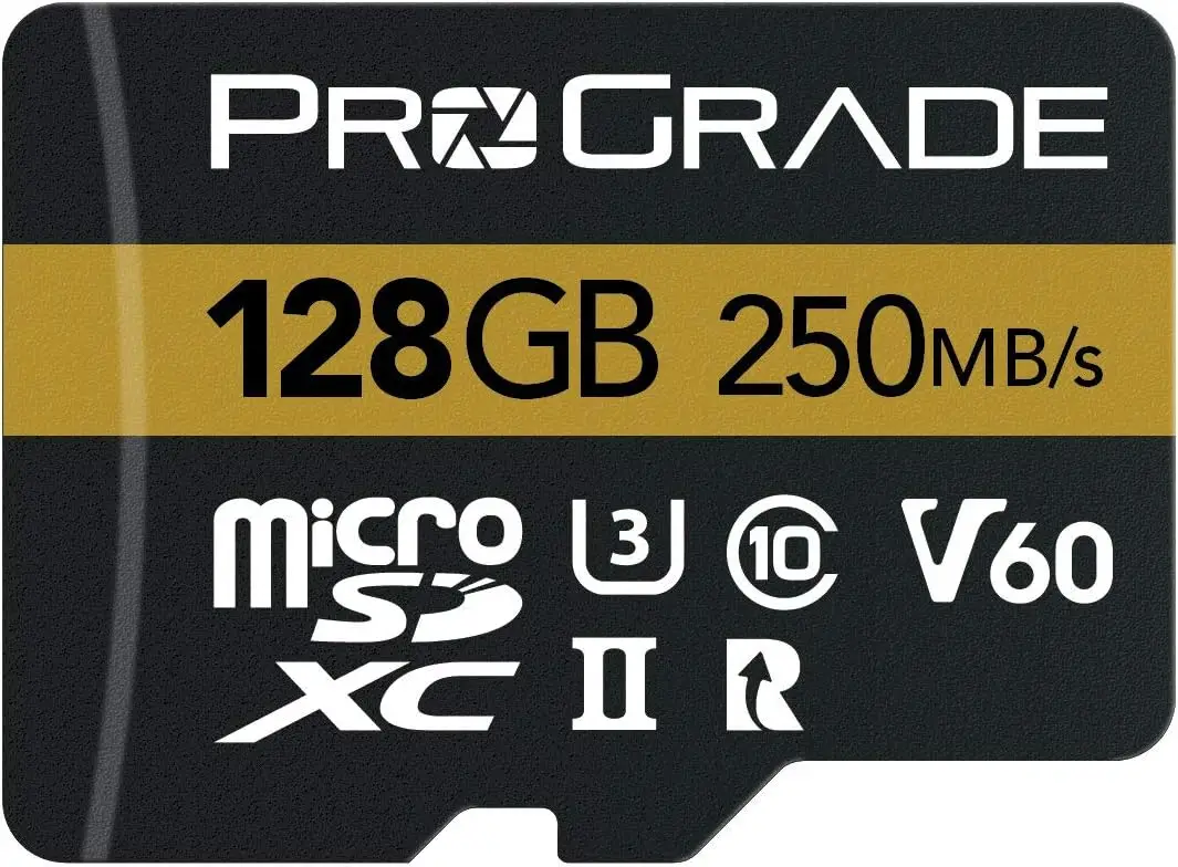 

128GB V60 MicroSD Card with Adapter, Up to 250MB/s Read, 130MB/s Write