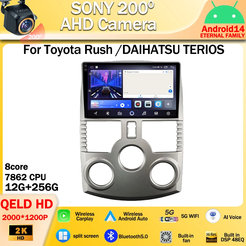 

Android 14 для Toyota Rush / DAIHATSU TERIOS 2006 - 2016 автомобильное радио, мультимедийный видеоплеер, навигация GPS, беспроводной Carplay 4G BT