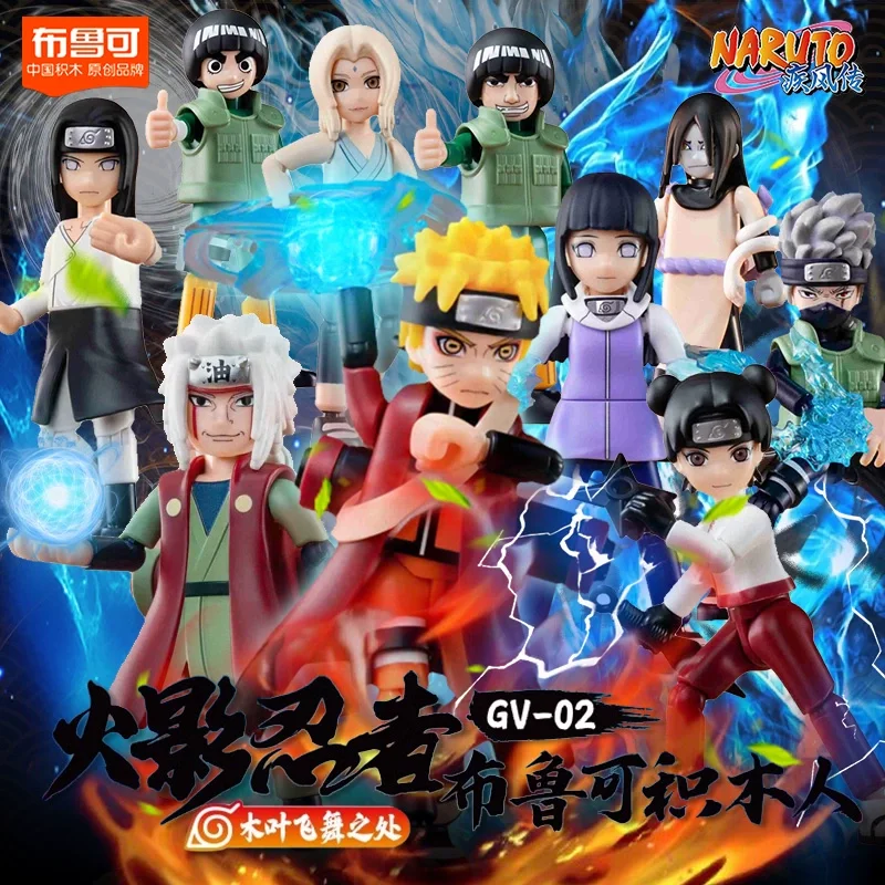 

BLOKEES Naruto Shippuden Action Figures Interactive Building Toys Authentic Collectibles Chakra Spinners Collectible Figures