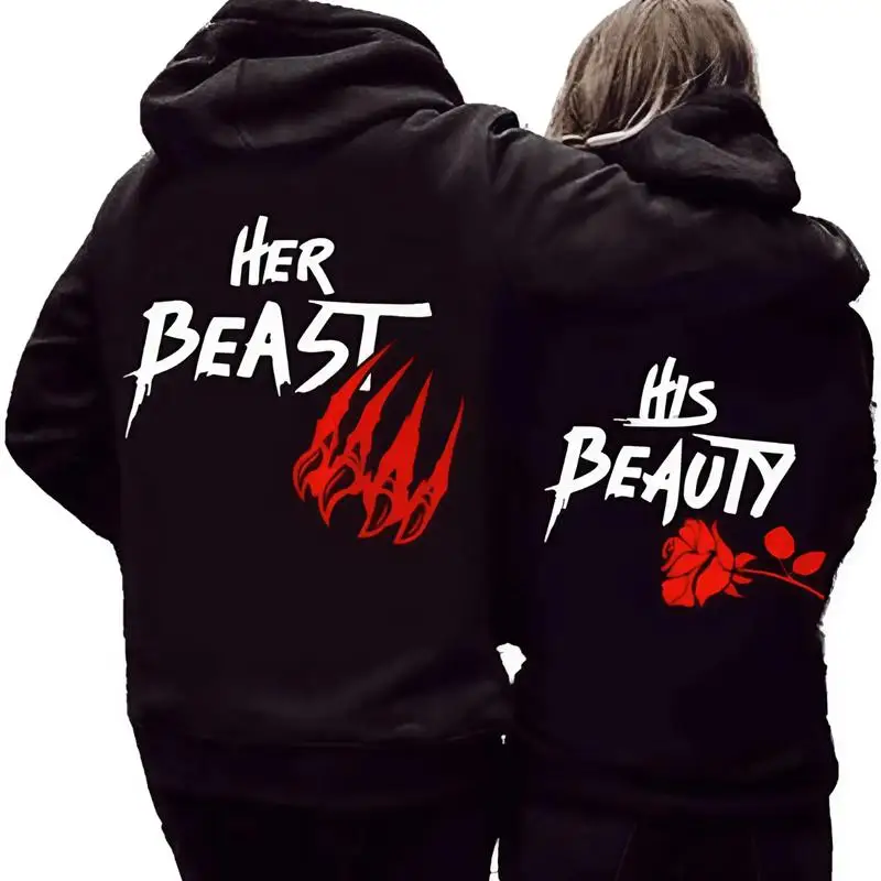 

Her Beast His Beauty Couple Hoodie, Matching Outfits For Couples, Valentine Day Gifts, Couple Gifts, Anniversary Shirts