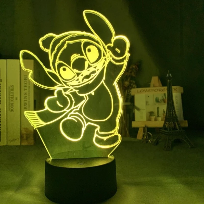 

Милая светящаяся акриловая фигурка Стич из мультфильма Дисней, креативный ночник для создания атмосферы в спальне, настольное украшение, подарок