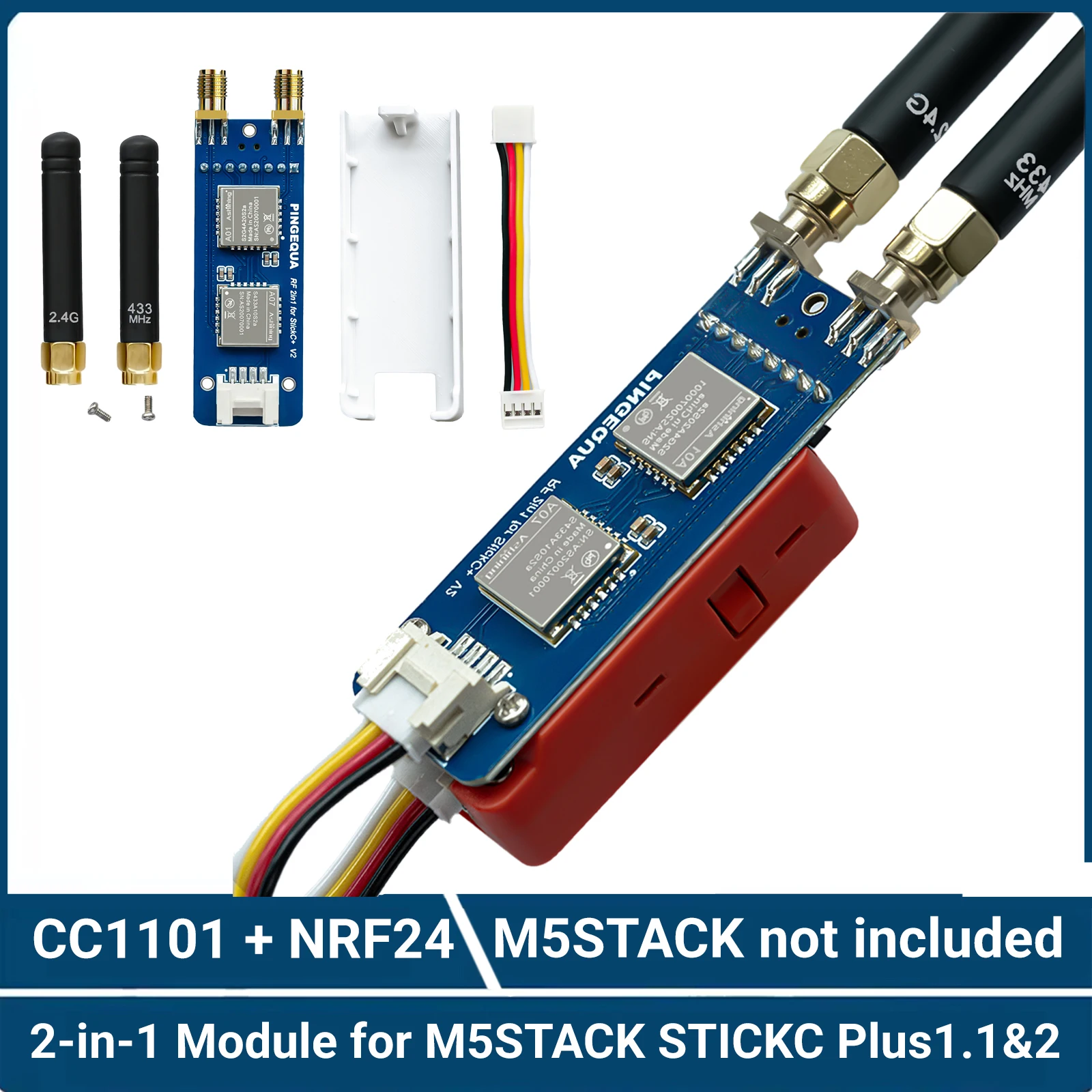 

RF 2-in-1 Module for M5Stack StickC Plus, Supports 2.4GHz and Sub-G 433MHz, Compatible with M5Stack StickCPlus with Bruch firmwa