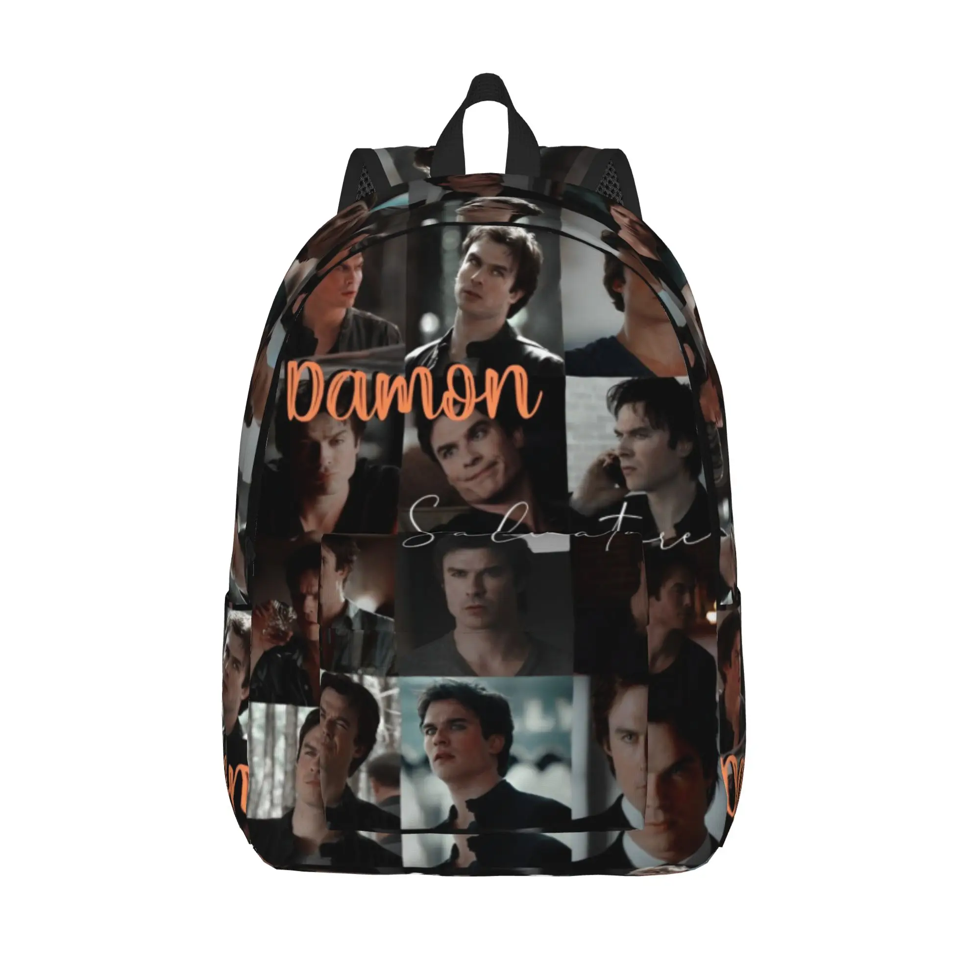 The Vampire Diaries Damon Salvatore Classical Backpack Outdoor School Business TV Series Daypack Men Women College Canvas Bags