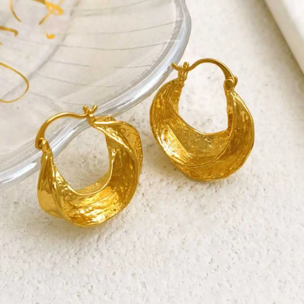 Fashion Bohemian style Gold plating Baroque basket Earrings Handmade Jewelry Dangling Wedding Clip-on