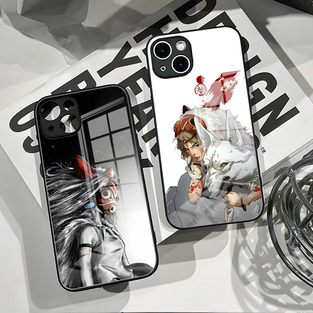 Anime P-Princess M-Mononoke Phone Case Apple for iPhone 15 Pro Plus 14 Pro 12 11 13 Mini X XR XS Max 8 7 6 Plus SE Glass Cover