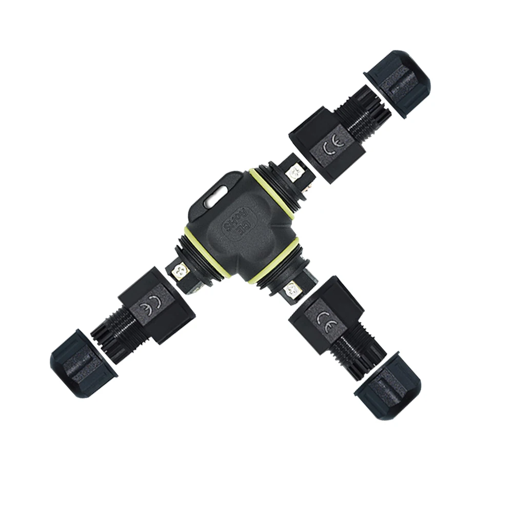 

Pcs Waterproof Connector Ip68 Led Light Cable Terminal Adapter 3 Pin 3 Way Flame Retardant For Garden Black