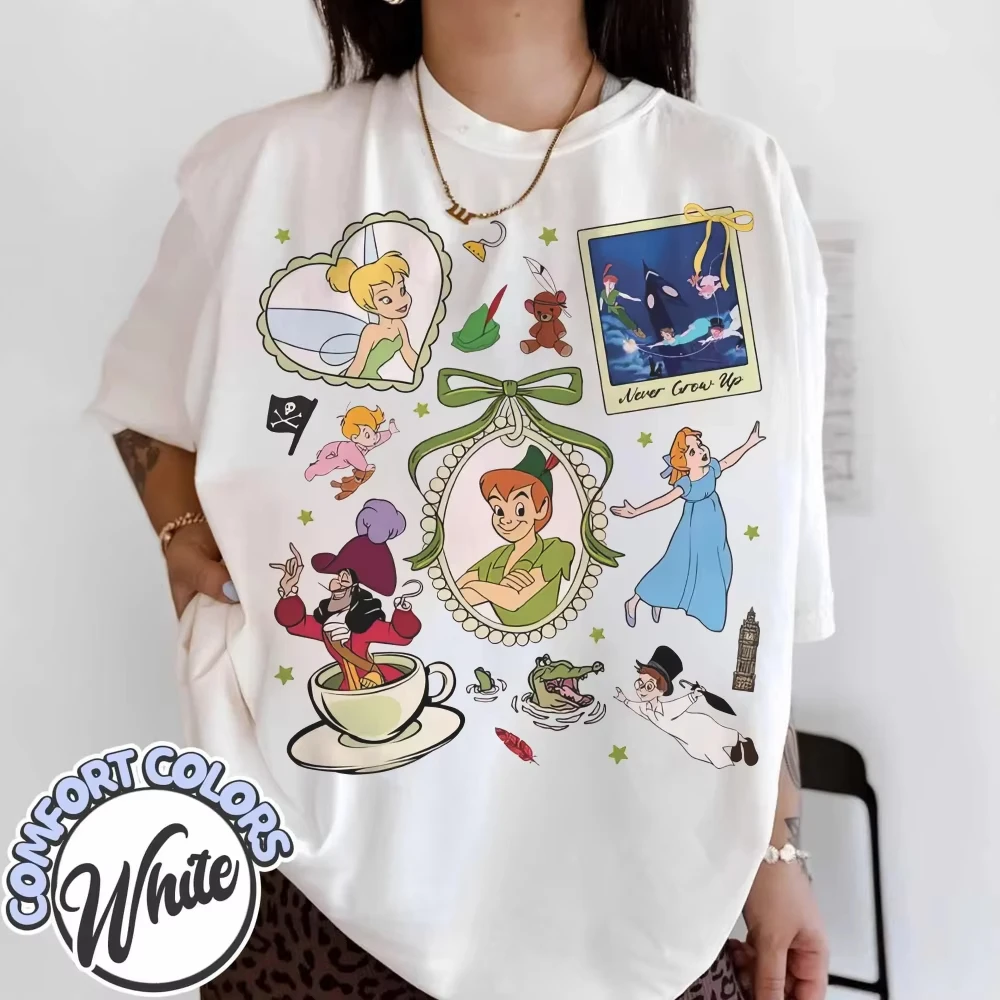 2026 Hot Sale Unisex Retro Style Bow T-shirt Autumn Winter Fantasy Wonder Realm Print Stay Young Daily Tops