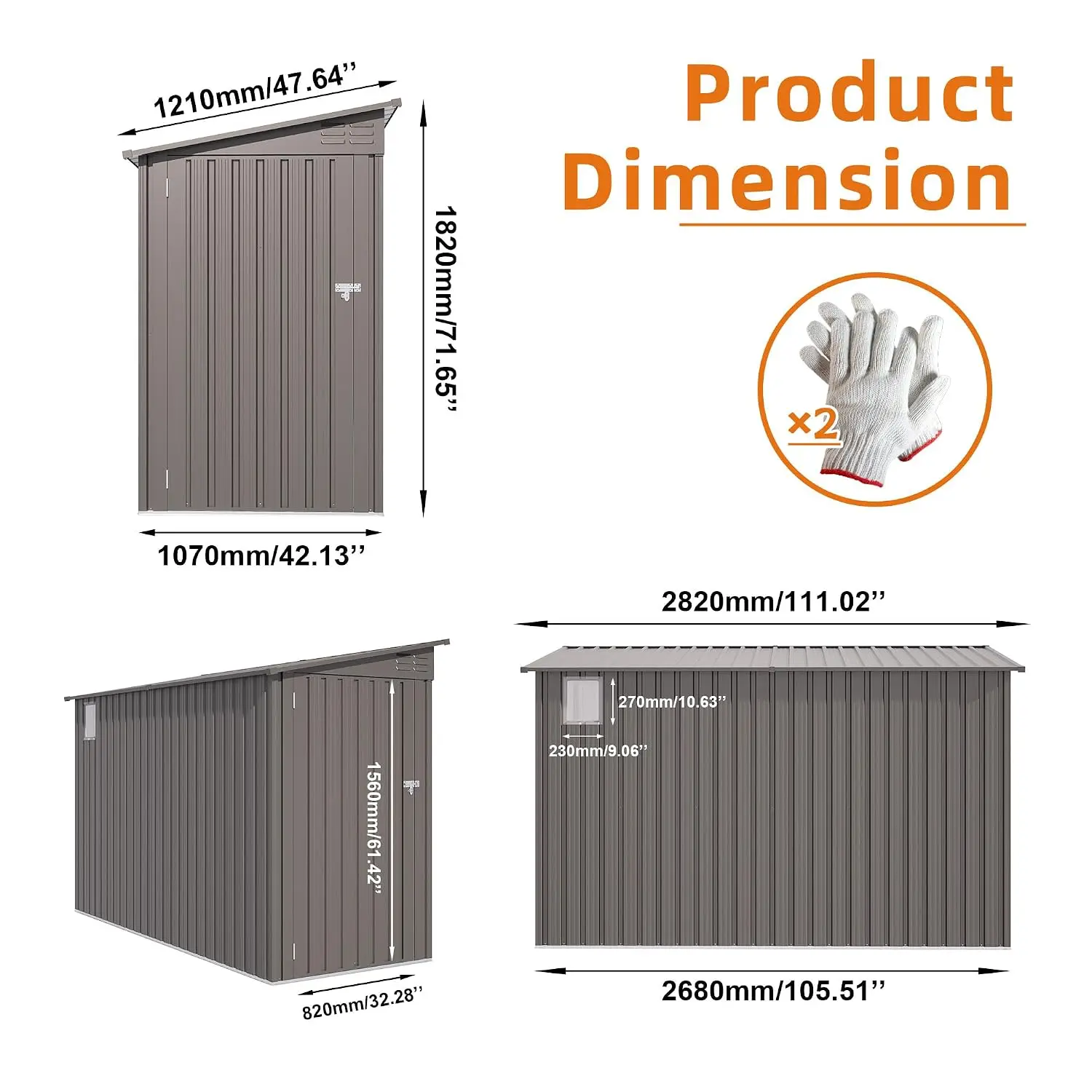 4x9 FT Metal Storage Shed with Window & 6 Vents, Lean to Tool Shed with Lockable Door, Waterproof Backyard Building, Customized