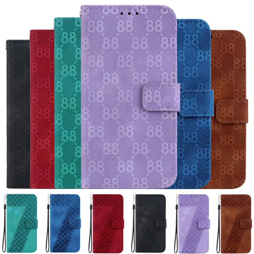 Étui en cuir à rabat numérique de luxe pour Oppo Realme 5 5I 5S 7 8 Pro 7I 8I 8S, portefeuille à cartes, couverture de livre de téléphone